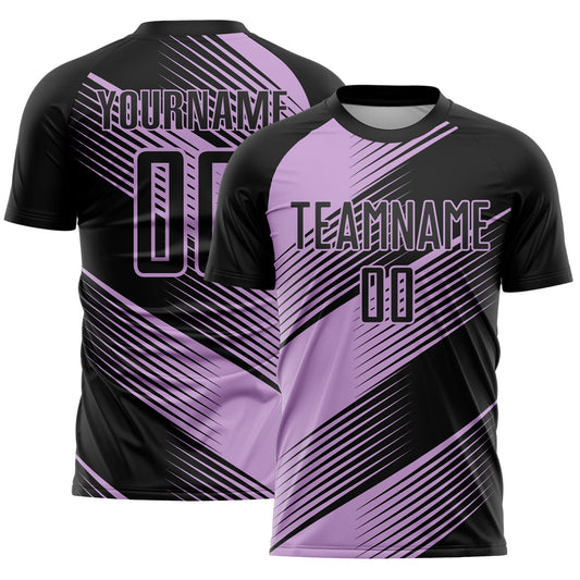 Custom Black Light Pink Line Sublimation Soccer Uniform Jersey - Sky-Custom