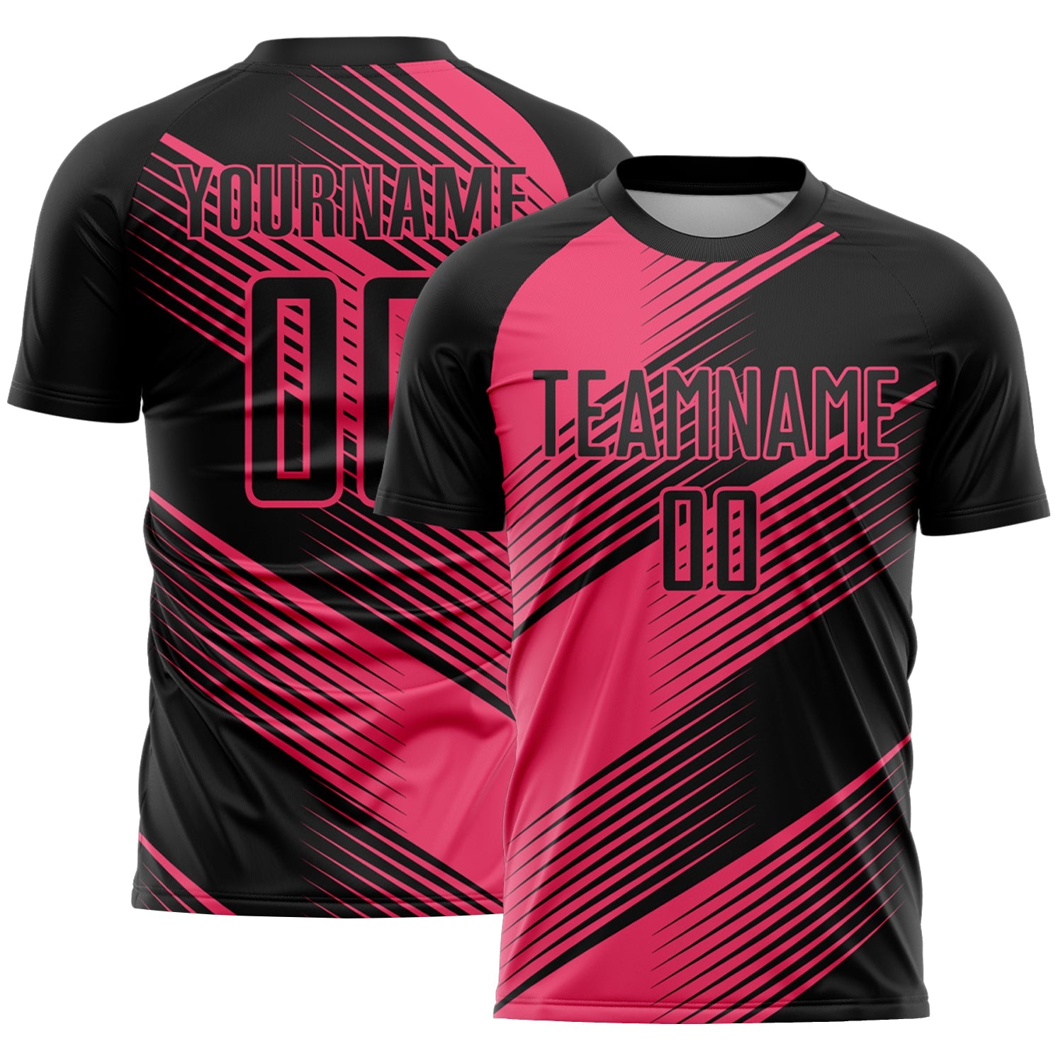 Custom Black Neon Pink Line Sublimation Soccer Uniform Jersey - Sky-Custom