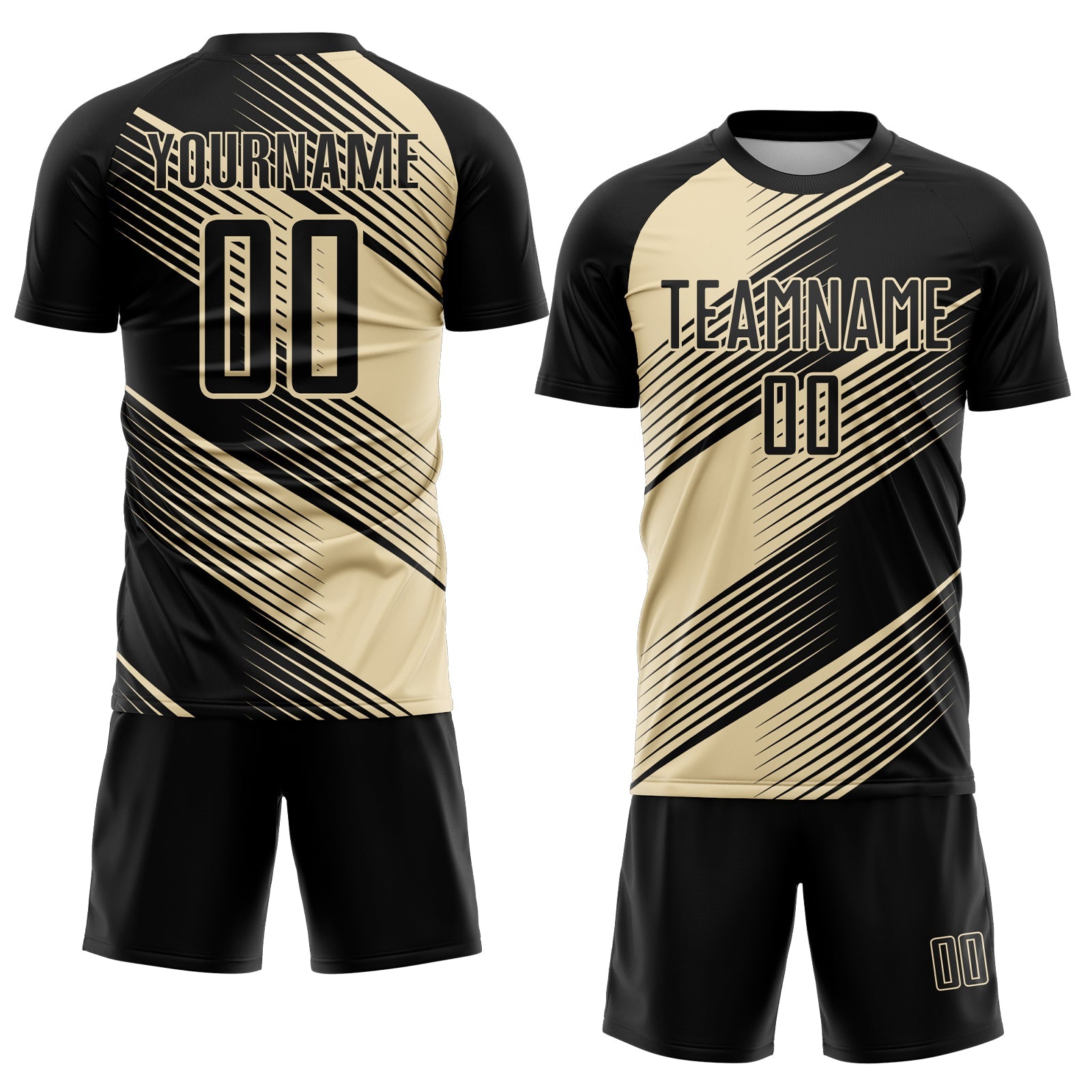 Custom Black Cream Line Sublimation Soccer Uniform Jersey - Sky-Custom