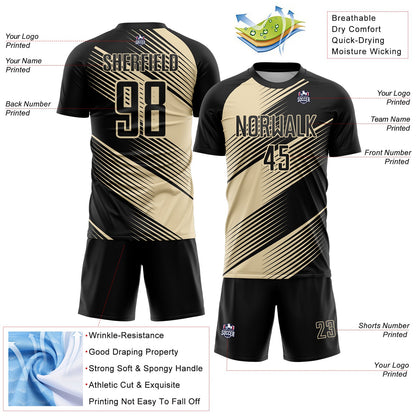 Custom Black Cream Line Sublimation Soccer Uniform Jersey - Sky-Custom