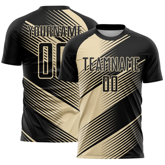 Custom Black Cream Line Sublimation Soccer Uniform Jersey - Sky-Custom