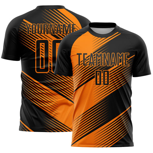 Custom Black Bay Orange Line Sublimation Soccer Uniform Jersey - Sky-Custom