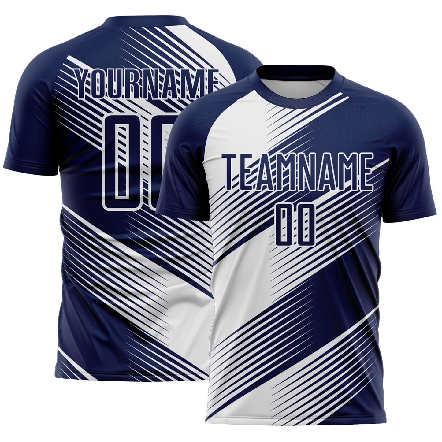 Custom Navy White Line Sublimation Soccer Uniform Jersey - Sky-Custom