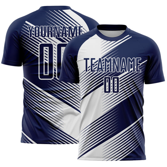 Custom Navy White Line Sublimation Soccer Uniform Jersey - Sky-Custom