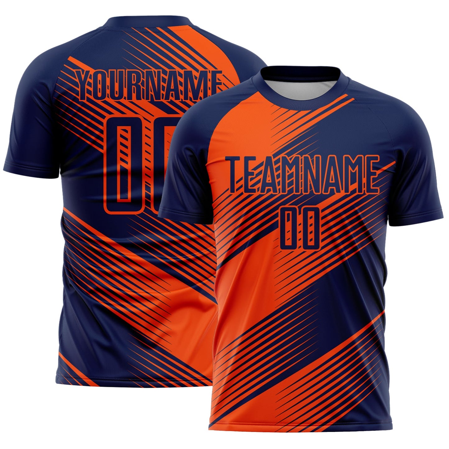 Custom Navy Orange Line Sublimation Soccer Uniform Jersey - Sky-Custom