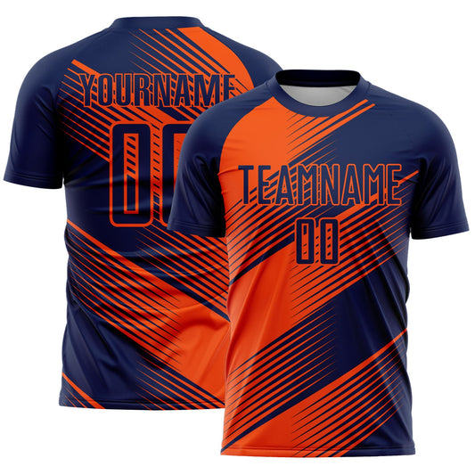 Custom Navy Orange Line Sublimation Soccer Uniform Jersey - Sky-Custom