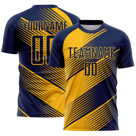 Custom Navy Gold Line Sublimation Soccer Uniform Jersey - Sky-Custom
