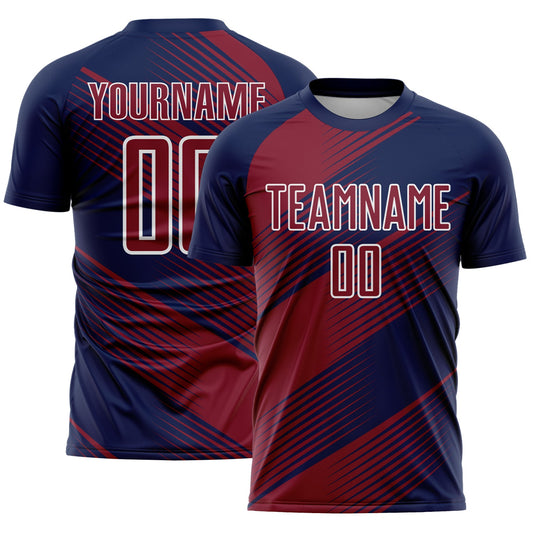 Custom Navy Crimson-White Line Sublimation Soccer Uniform Jersey - Sky-Custom
