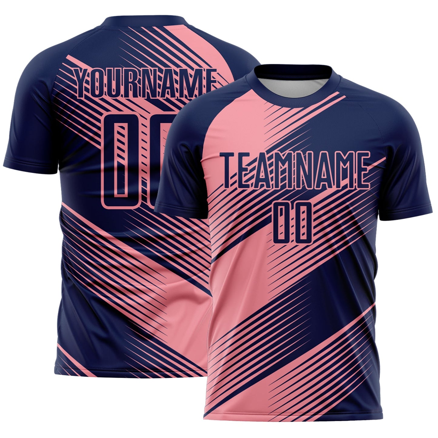 Custom Navy Medium Pink Line Sublimation Soccer Uniform Jersey - Sky-Custom