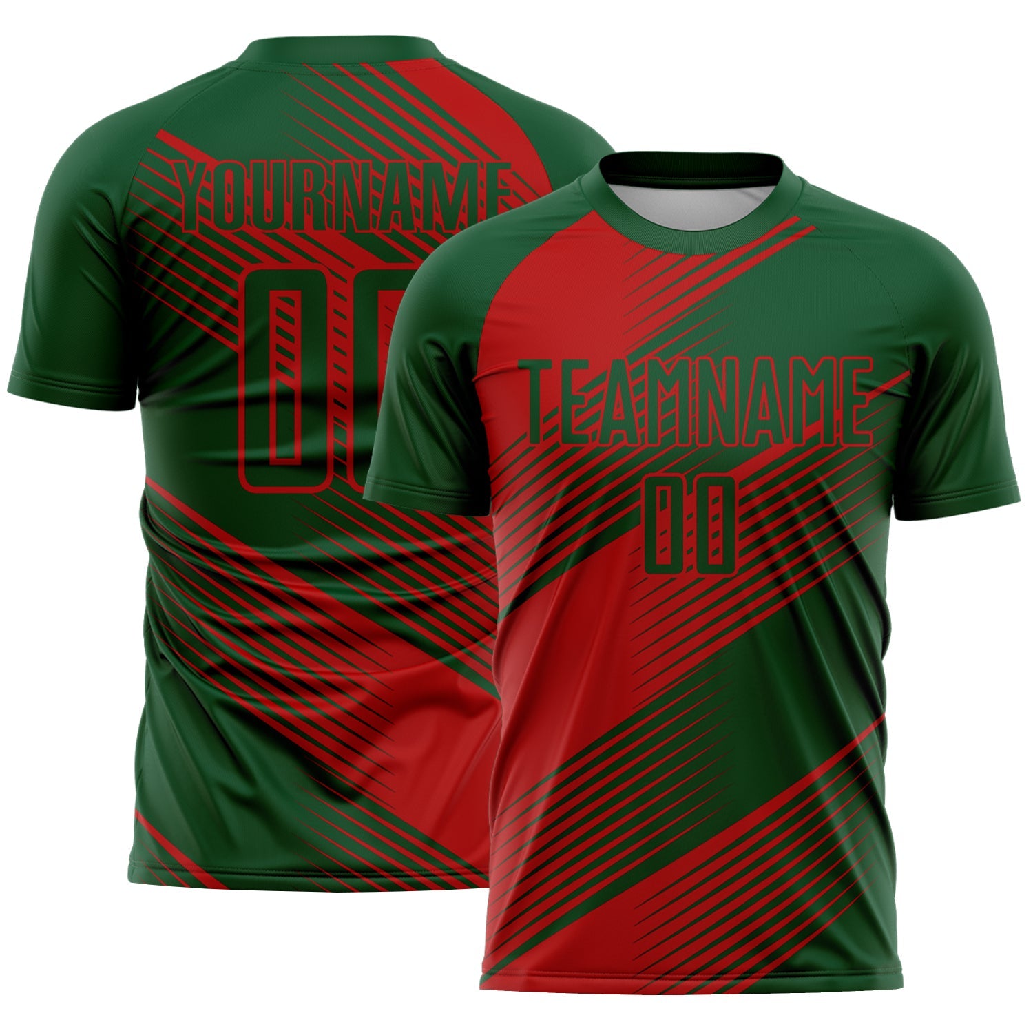 Custom Green Red Line Sublimation Soccer Uniform Jersey - Sky-Custom