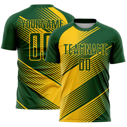 Custom Green Yellow Line Sublimation Soccer Uniform Jersey - Sky-Custom