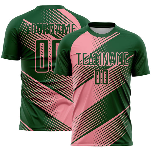 Custom Green Medium Pink Line Sublimation Soccer Uniform Jersey - Sky-Custom