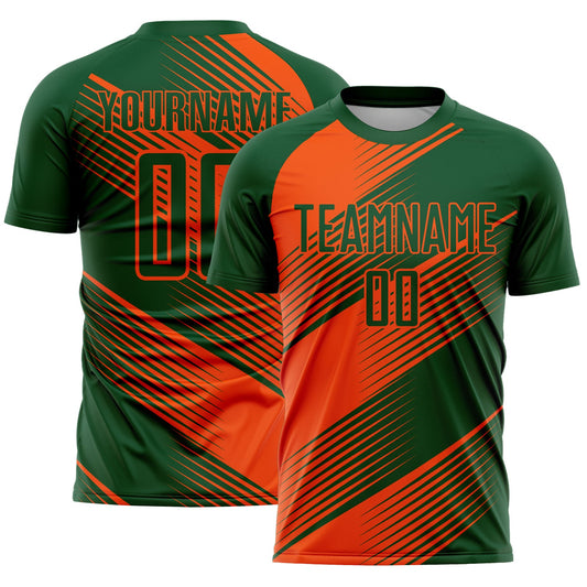 Custom Green Orange Line Sublimation Soccer Uniform Jersey - Sky-Custom