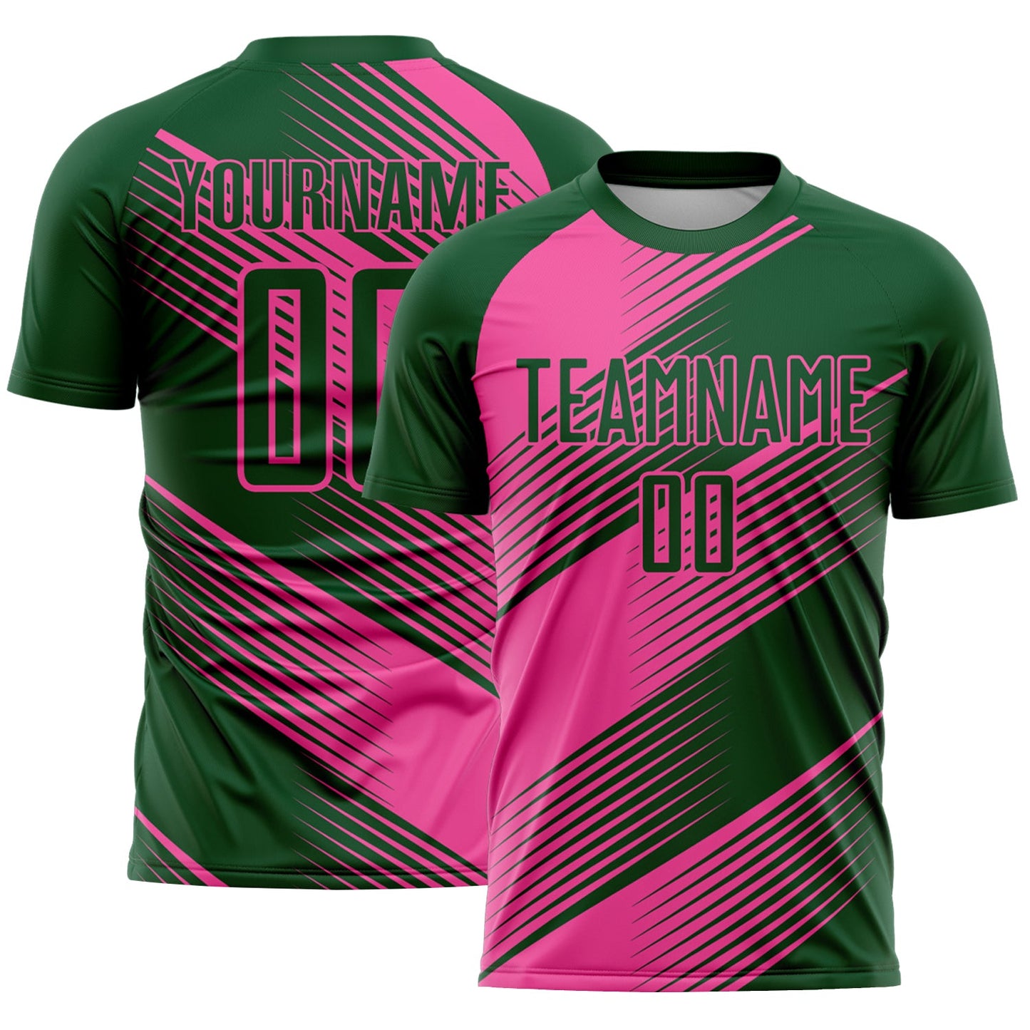 Custom Green Pink Line Sublimation Soccer Uniform Jersey - Sky-Custom