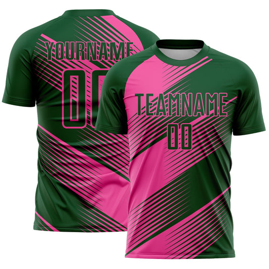 Custom Green Pink Line Sublimation Soccer Uniform Jersey - Sky-Custom