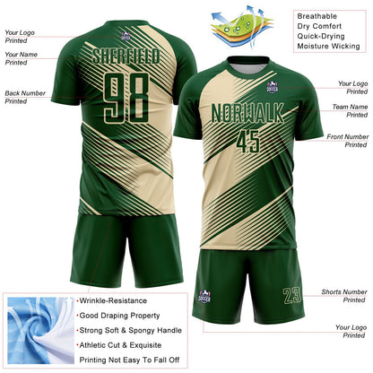 Custom Green Cream Line Sublimation Soccer Uniform Jersey - Sky-Custom