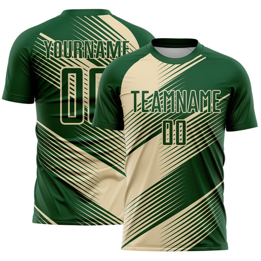 Custom Green Cream Line Sublimation Soccer Uniform Jersey - Sky-Custom