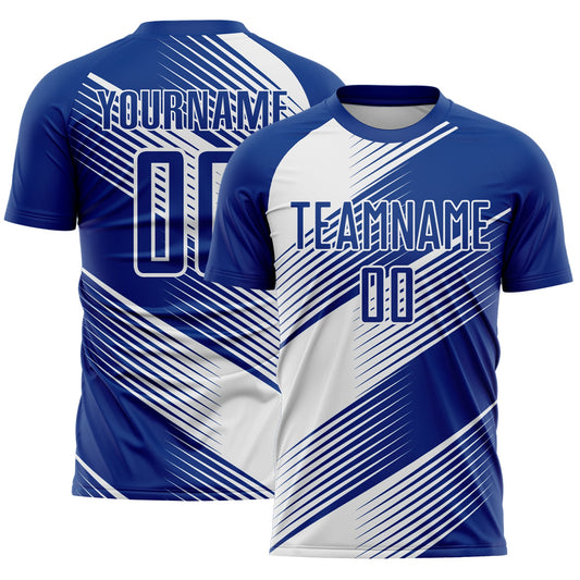 Custom Royal White Line Sublimation Soccer Uniform Jersey - Sky-Custom