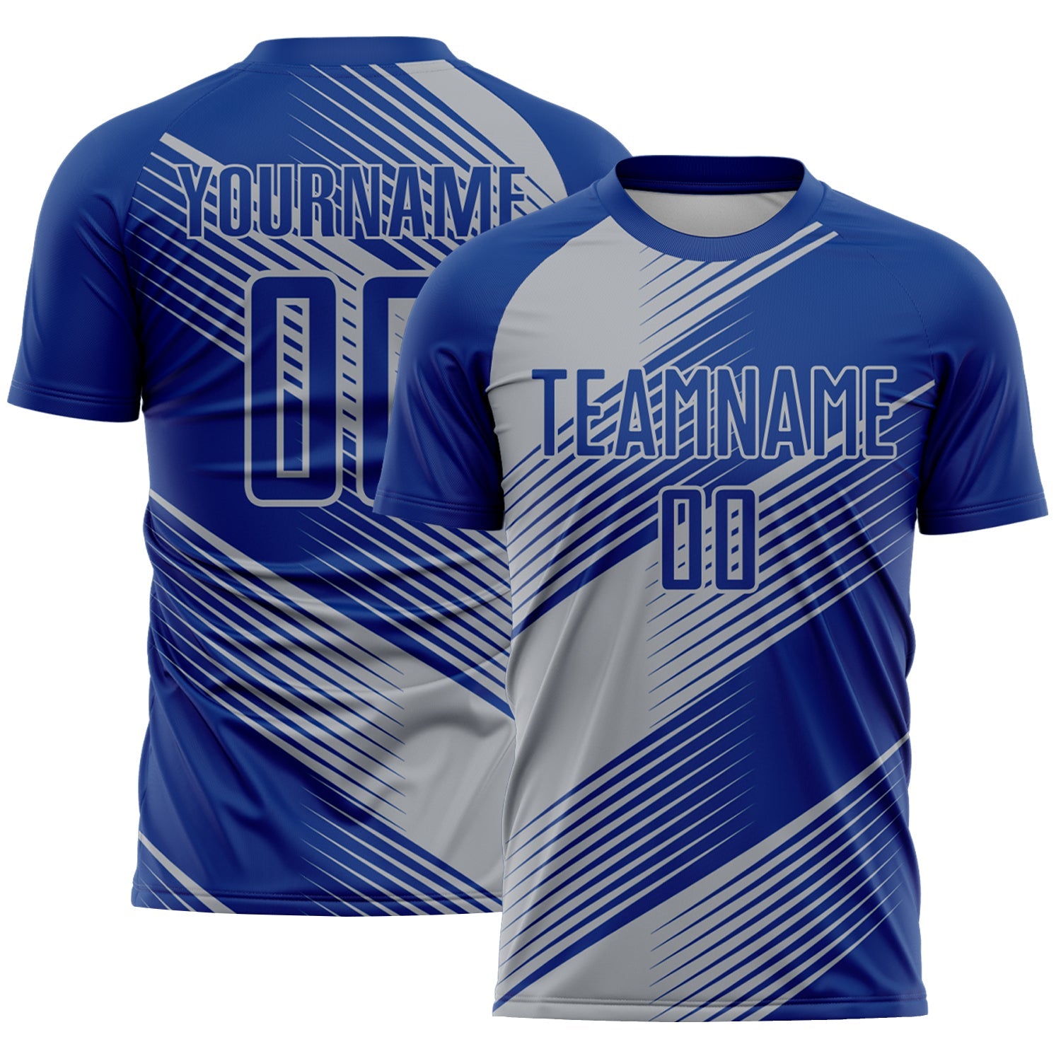 Custom Royal Gray Line Sublimation Soccer Uniform Jersey - Sky-Custom