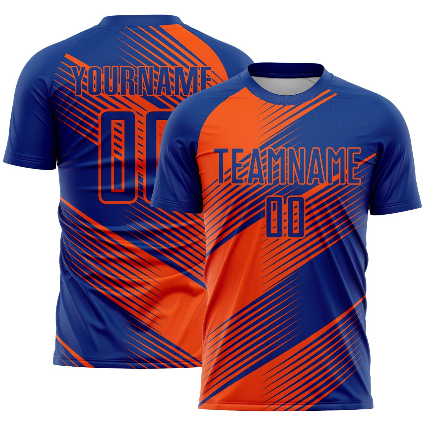 Custom Royal Orange Line Sublimation Soccer Uniform Jersey - Sky-Custom
