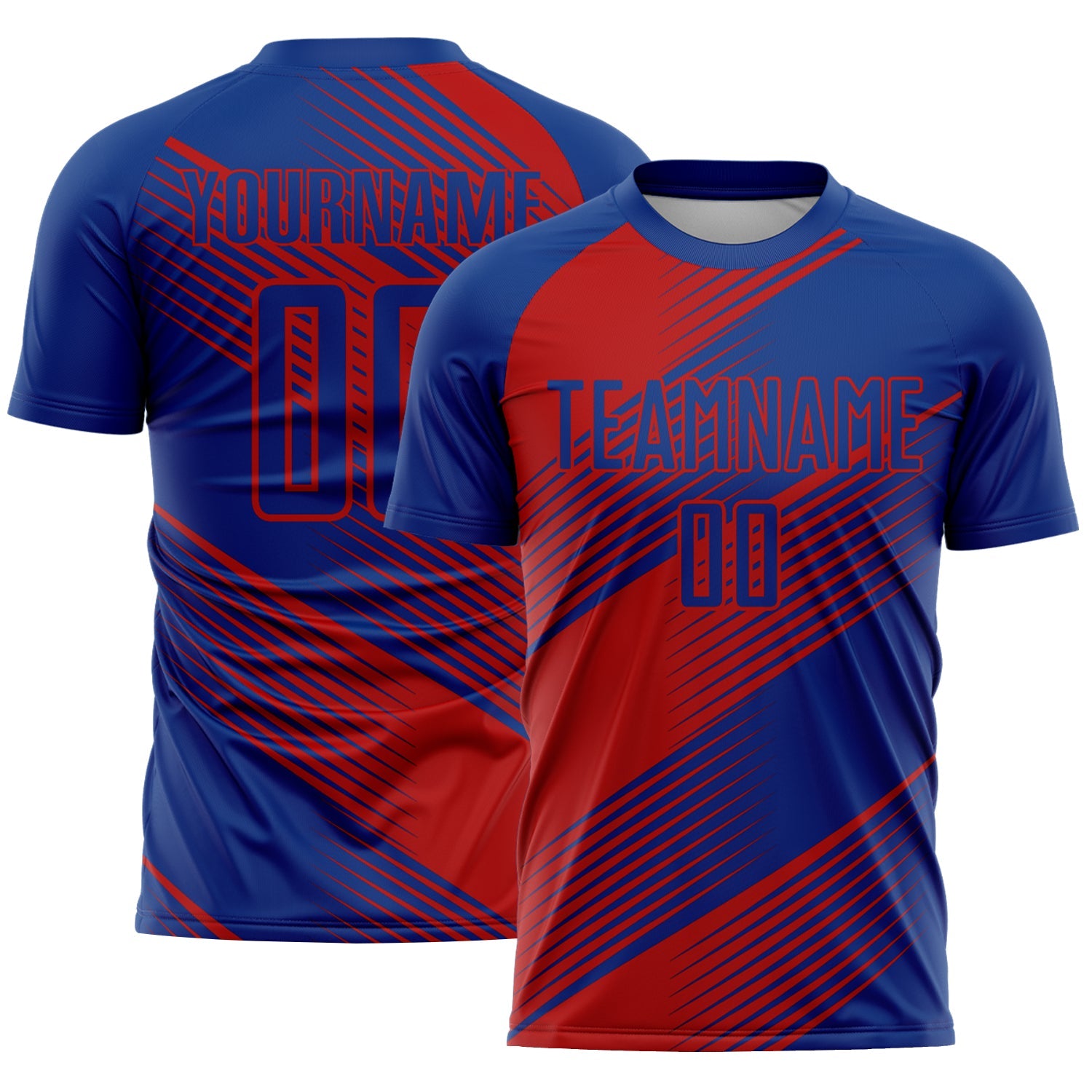 Custom Royal Red Line Sublimation Soccer Uniform Jersey - Sky-Custom
