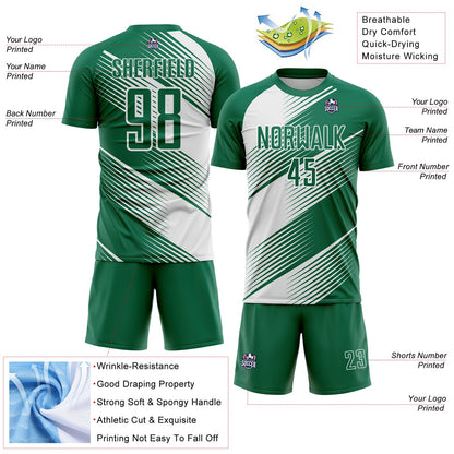 Custom Kelly Green White Line Sublimation Soccer Uniform Jersey - Sky-Custom