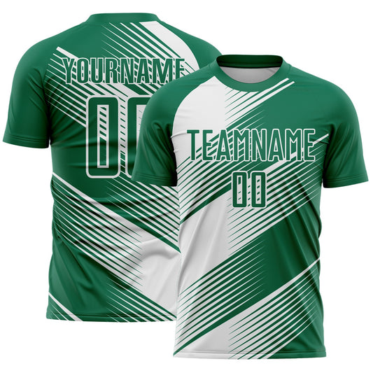 Custom Kelly Green White Line Sublimation Soccer Uniform Jersey - Sky-Custom