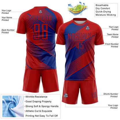 Custom Red Royal Line Sublimation Soccer Uniform Jersey - Sky-Custom