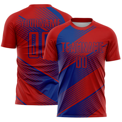 Custom Red Royal Line Sublimation Soccer Uniform Jersey - Sky-Custom