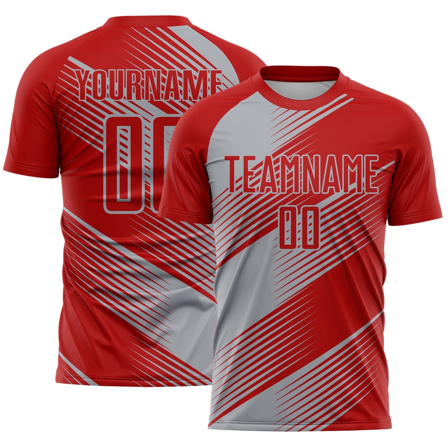 Custom Red Gray Line Sublimation Soccer Uniform Jersey - Sky-Custom