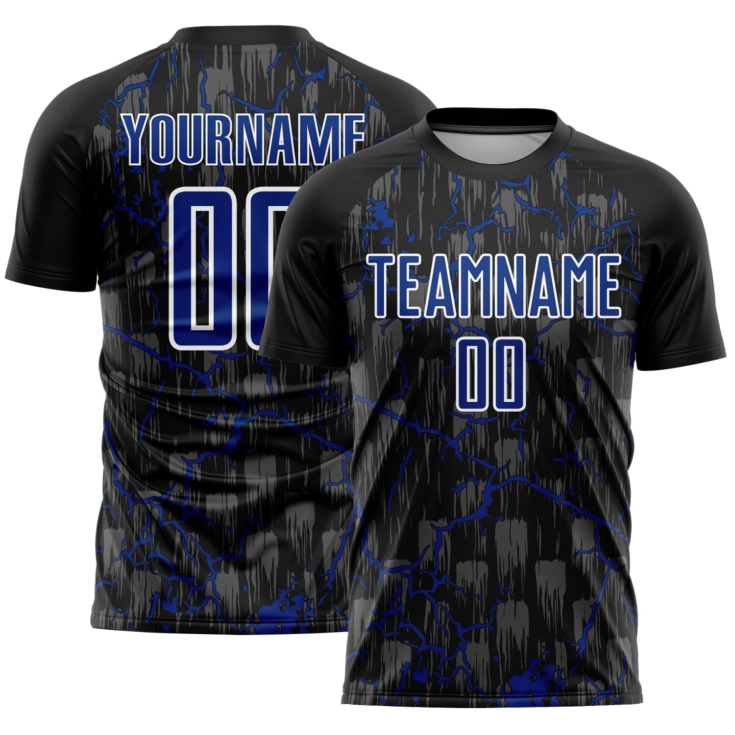 Custom Black Royal-White Lightning Sublimation Soccer Uniform Jersey - Sky-Custom