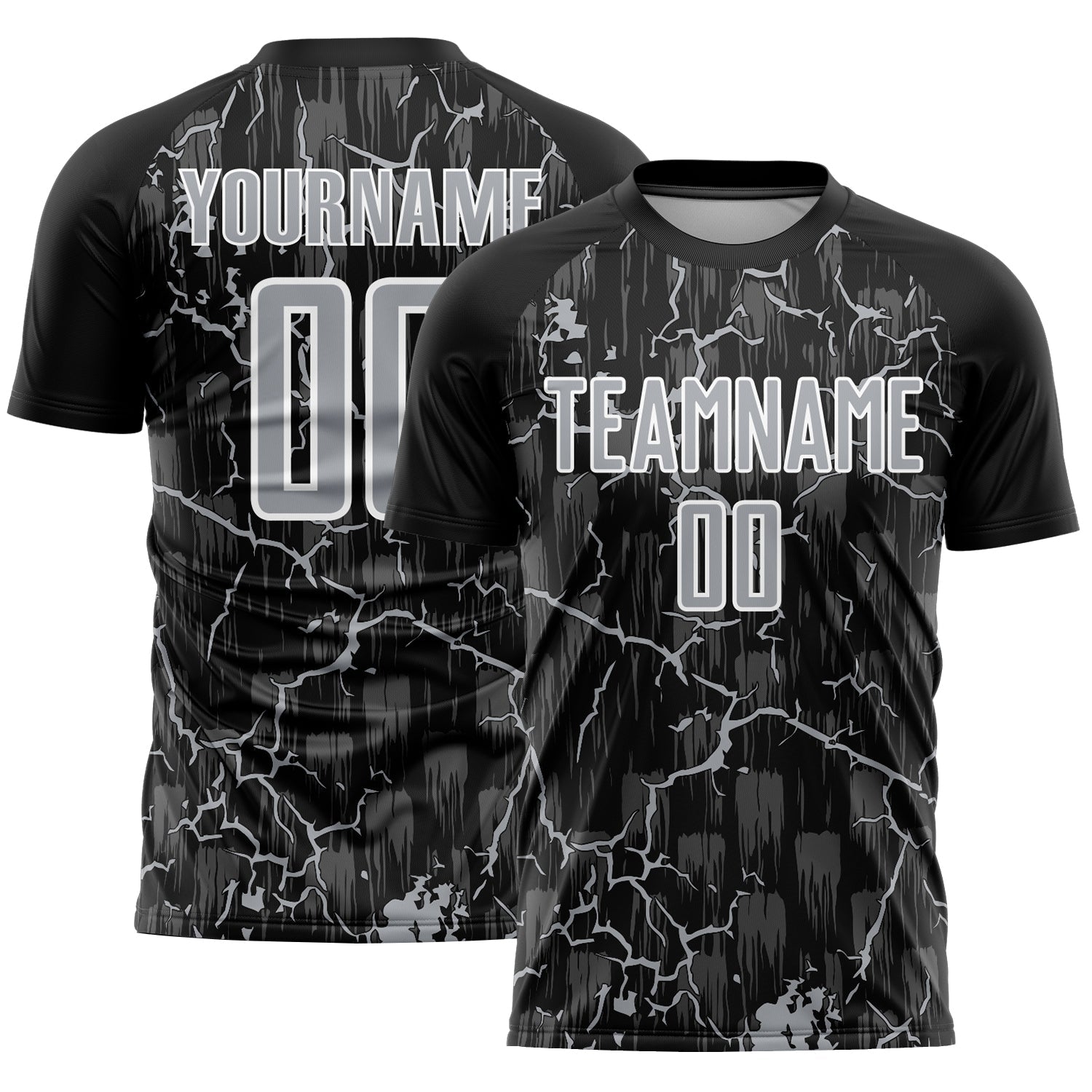 Custom Black Gray-White Lightning Sublimation Soccer Uniform Jersey - Sky-Custom