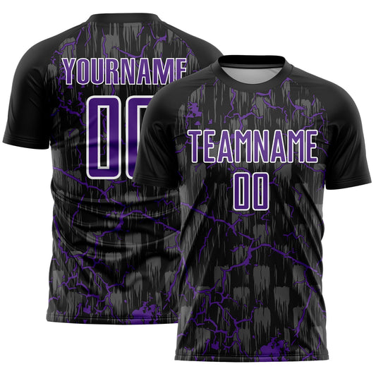 Custom Black Purple-White Lightning Sublimation Soccer Uniform Jersey - Sky-Custom