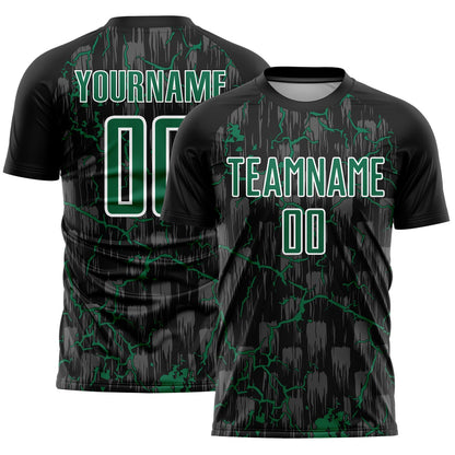 Custom Black Kelly Green-White Lightning Sublimation Soccer Uniform Jersey - Sky-Custom