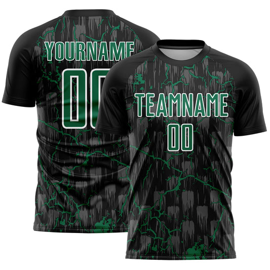 Custom Black Kelly Green-White Lightning Sublimation Soccer Uniform Jersey - Sky-Custom