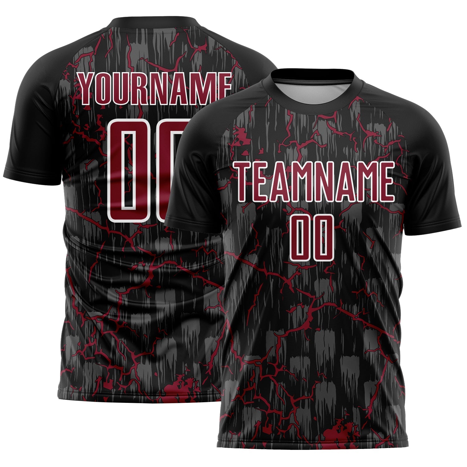 Custom Black Crimson-White Lightning Sublimation Soccer Uniform Jersey - Sky-Custom