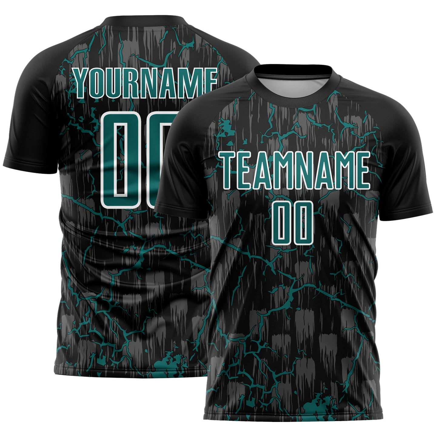 Custom Black Teal-White Lightning Sublimation Soccer Uniform Jersey - Sky-Custom