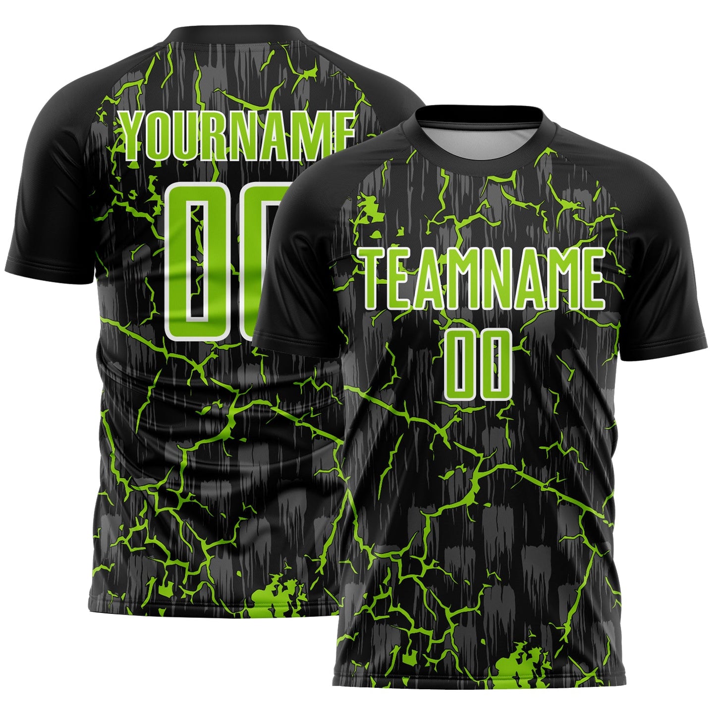 Custom Black Neon Green-White Lightning Sublimation Soccer Uniform Jersey - Sky-Custom