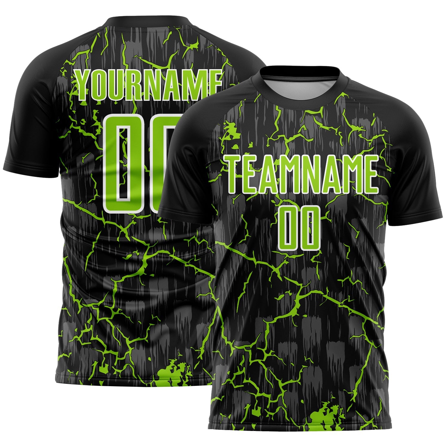 Custom Black Neon Green-White Lightning Sublimation Soccer Uniform Jersey - Sky-Custom