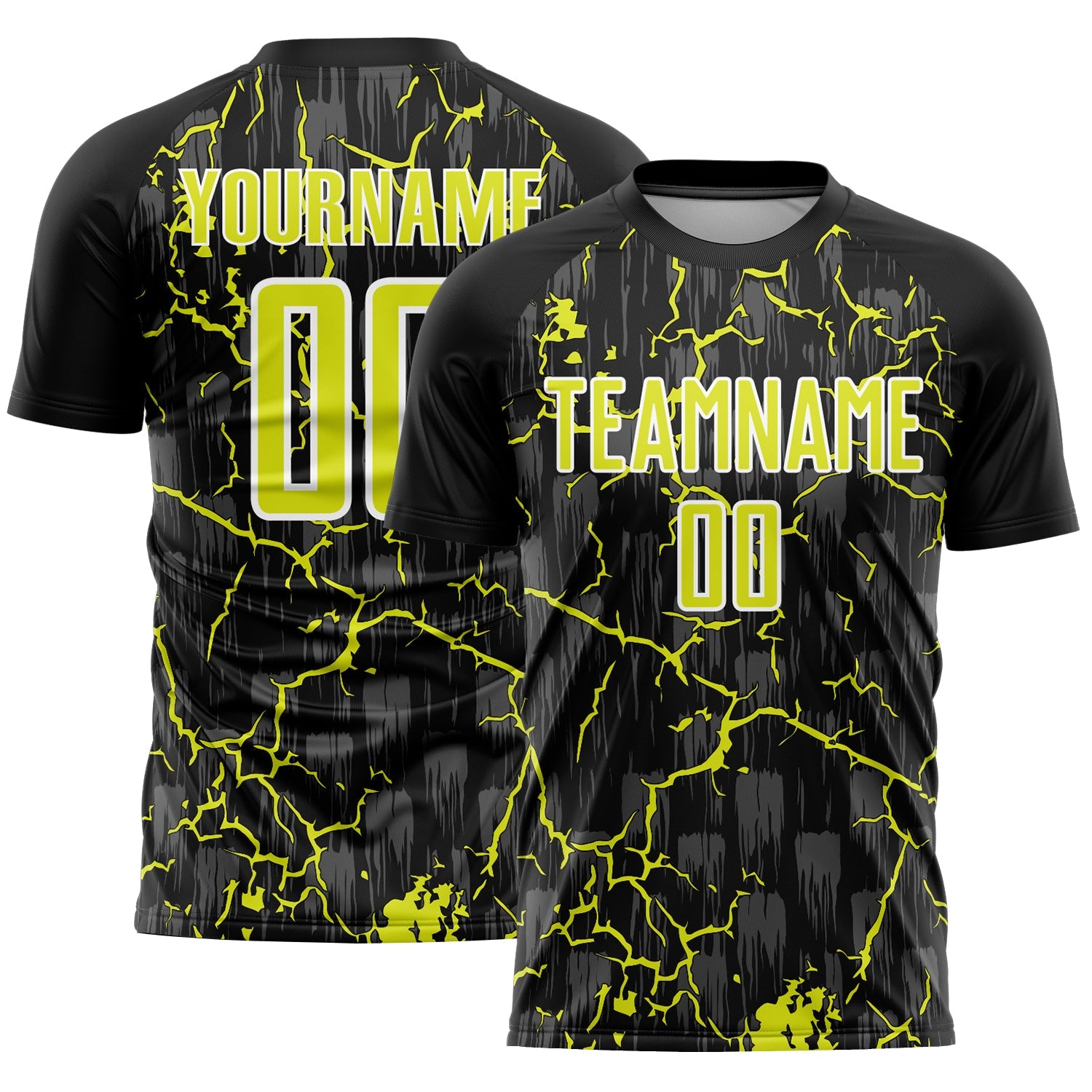 Custom Black Neon Yellow-White Lightning Sublimation Soccer Uniform Jersey - Sky-Custom