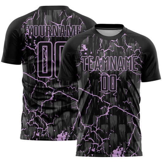 Custom Black Light Purple Lightning Sublimation Soccer Uniform Jersey - Sky-Custom