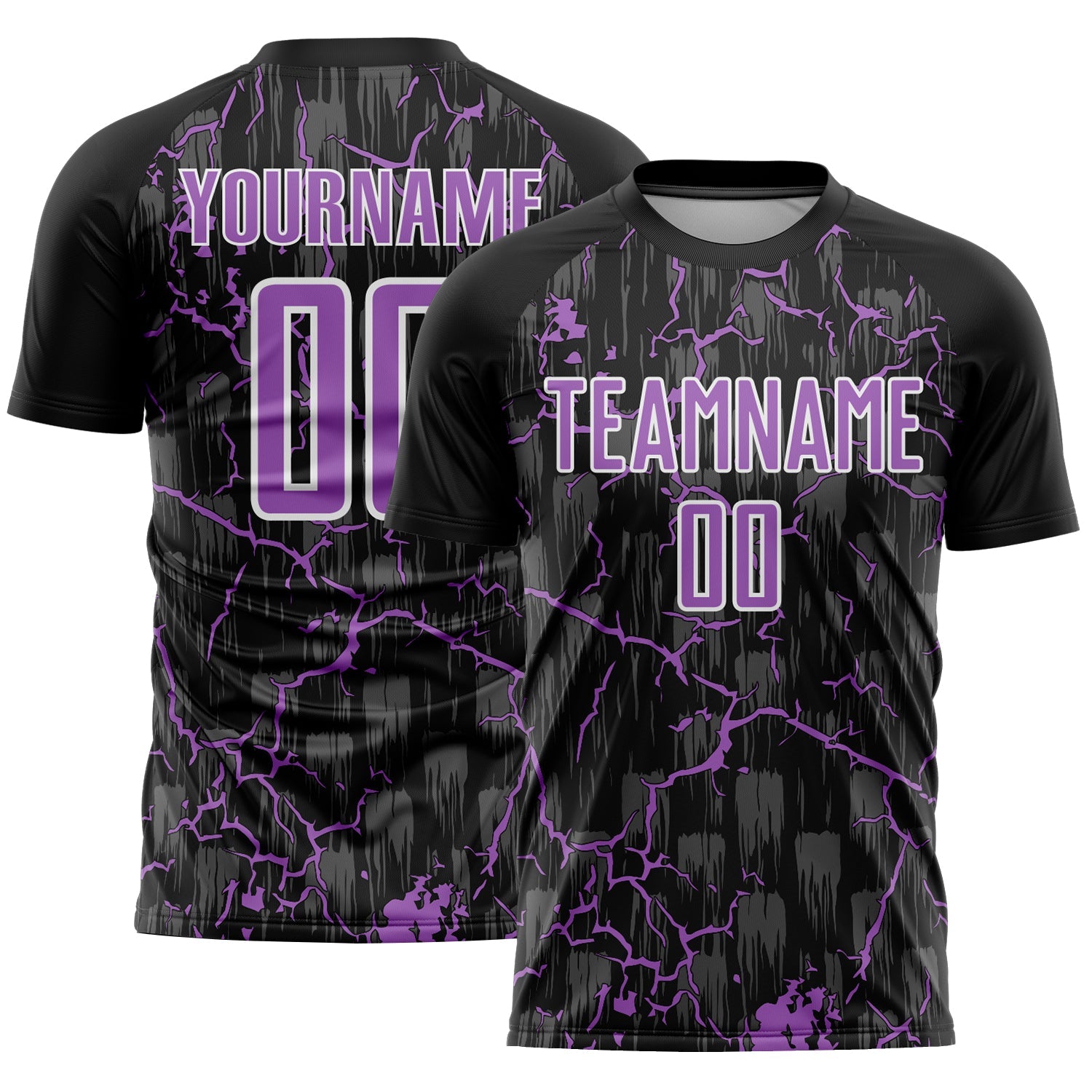 Custom Black Medium Purple-White Lightning Sublimation Soccer Uniform Jersey - Sky-Custom
