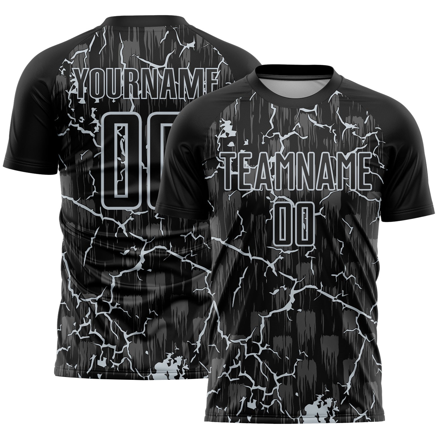 Custom Black Silver Lightning Sublimation Soccer Uniform Jersey - Sky-Custom