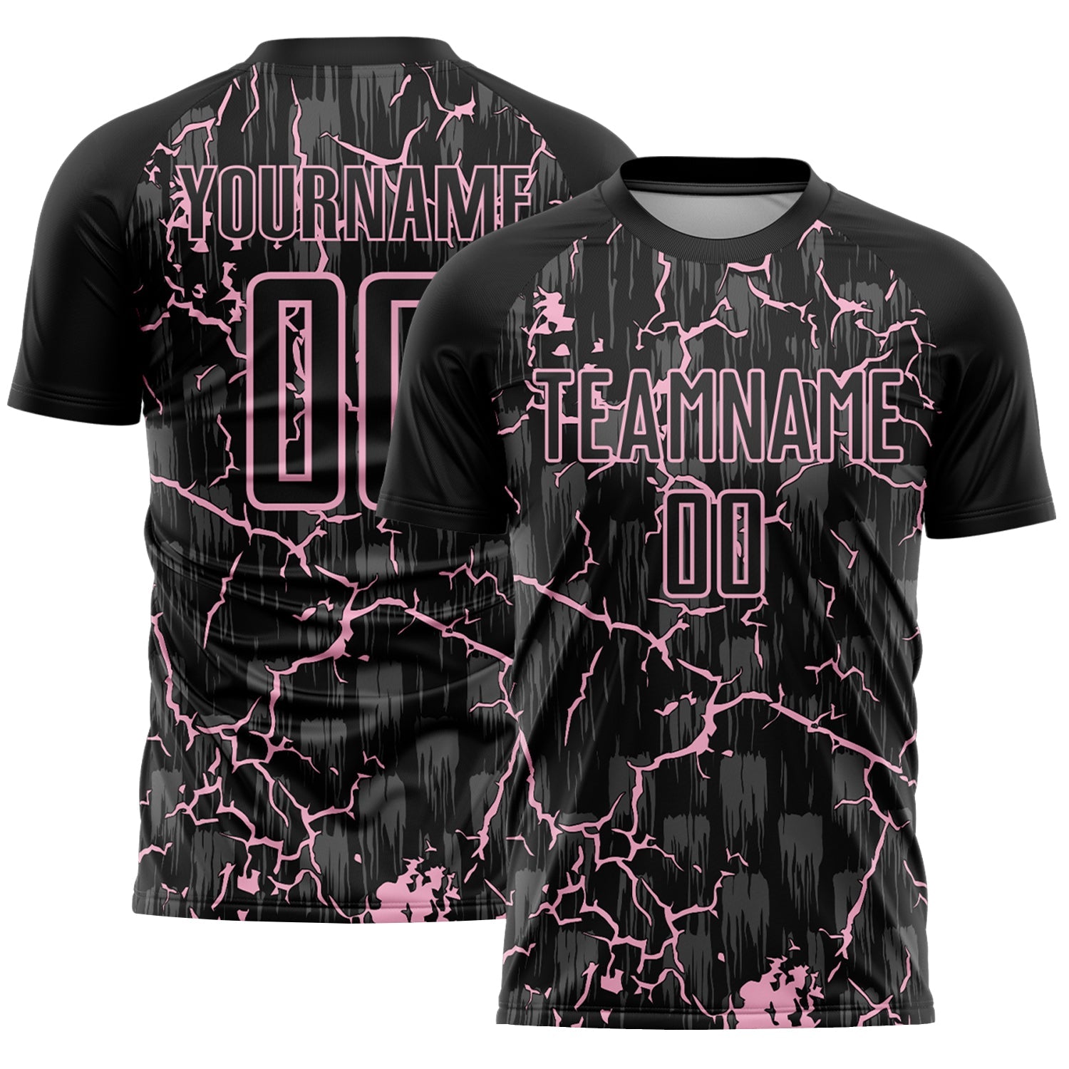 Custom Black Light Pink Lightning Sublimation Soccer Uniform Jersey - Sky-Custom