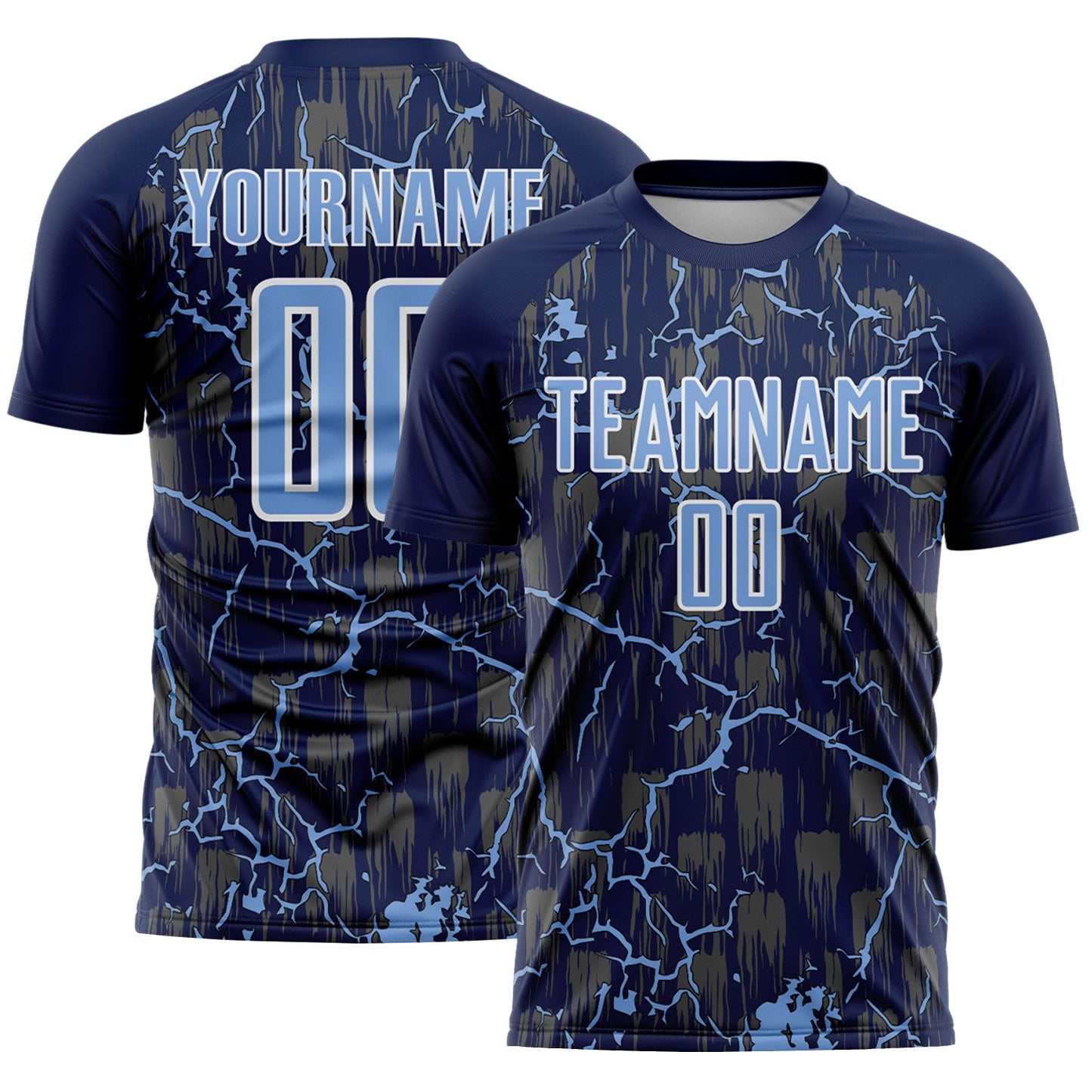 Custom Navy Light Blue-White Lightning Sublimation Soccer Uniform Jersey - Sky-Custom