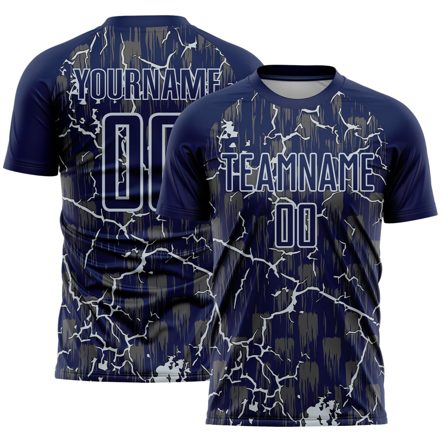 Custom Navy Silver Lightning Sublimation Soccer Uniform Jersey - Sky-Custom