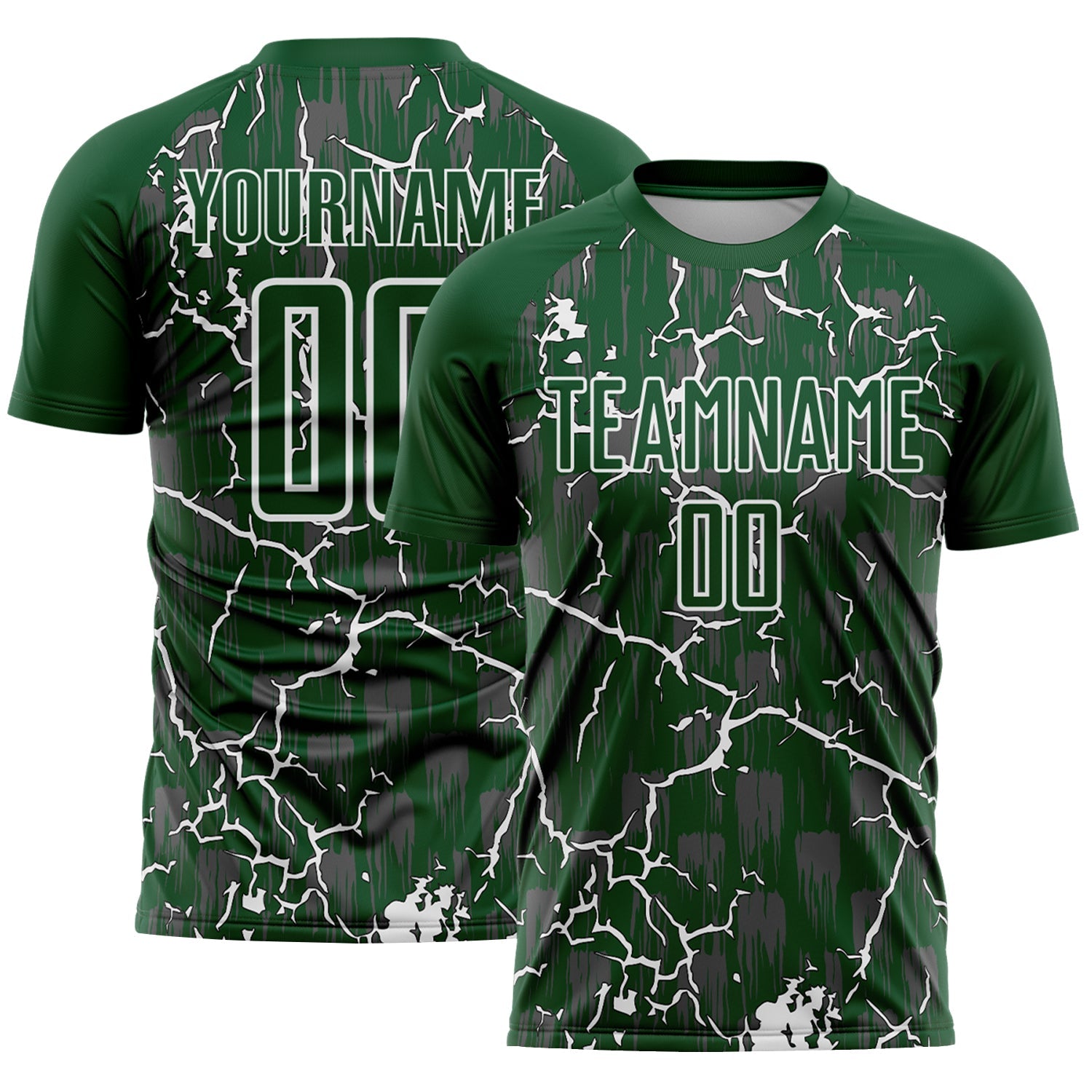 Custom Green White Lightning Sublimation Soccer Uniform Jersey - Sky-Custom