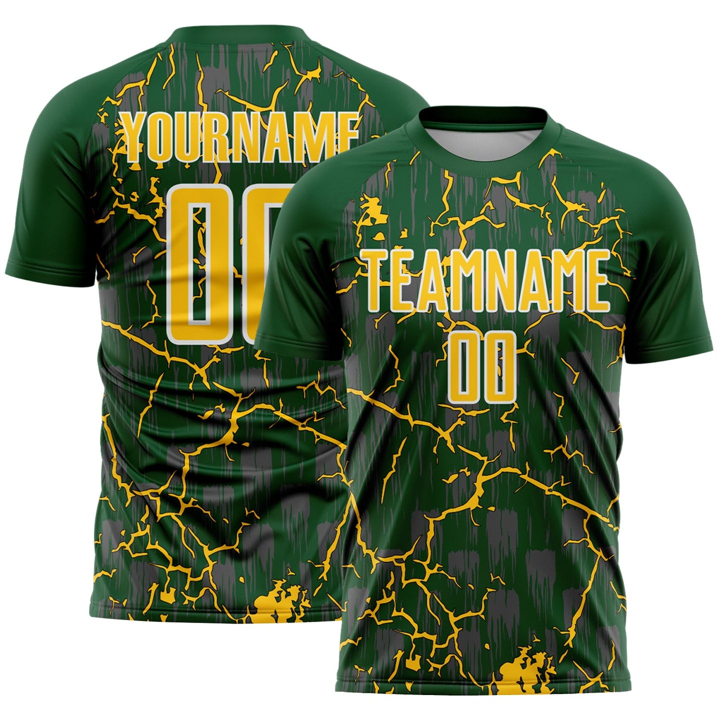 Custom Green Yellow-White Lightning Sublimation Soccer Uniform Jersey - Sky-Custom