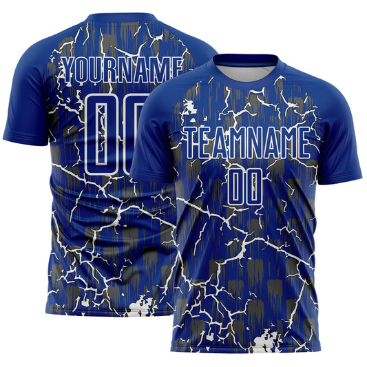 Custom Royal White Lightning Sublimation Soccer Uniform Jersey - Sky-Custom