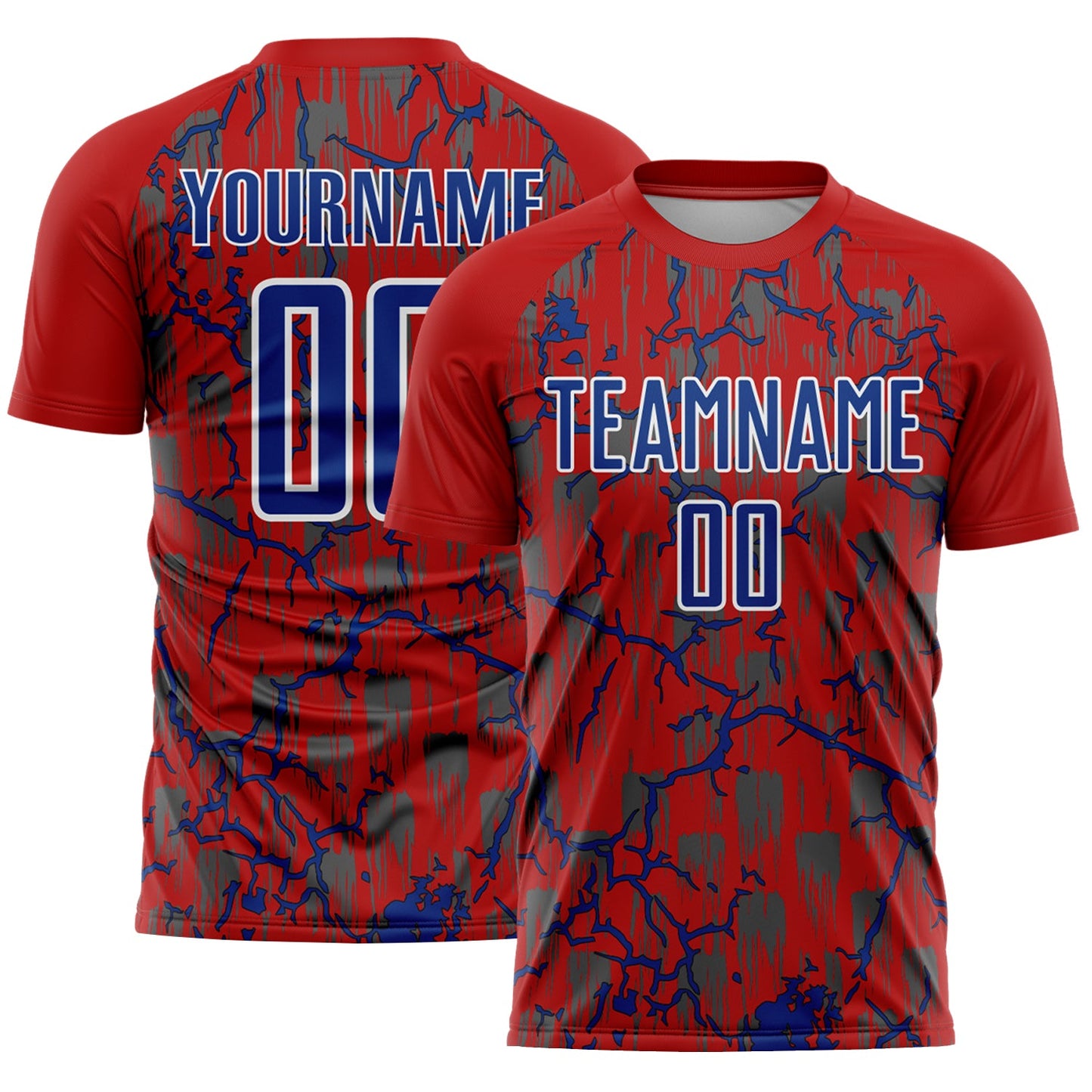 Custom Red Royal-White Lightning Sublimation Soccer Uniform Jersey - Sky-Custom